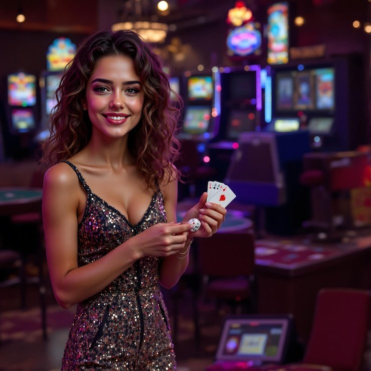 Dealer profesional qqbet333 dalam studio permainan Dragon Tiger dengan kamera multi-angle